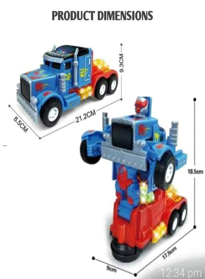 KONIGIN Play Game Robot Deform Truck Bump and Go Action 2 in 1 Converting Robot to Car Toy with 3D Lights and Music Truck Toy for Kids Boys (Multicolor) - Image 2